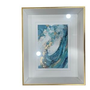 Framed Abstract Art with Gold Accents